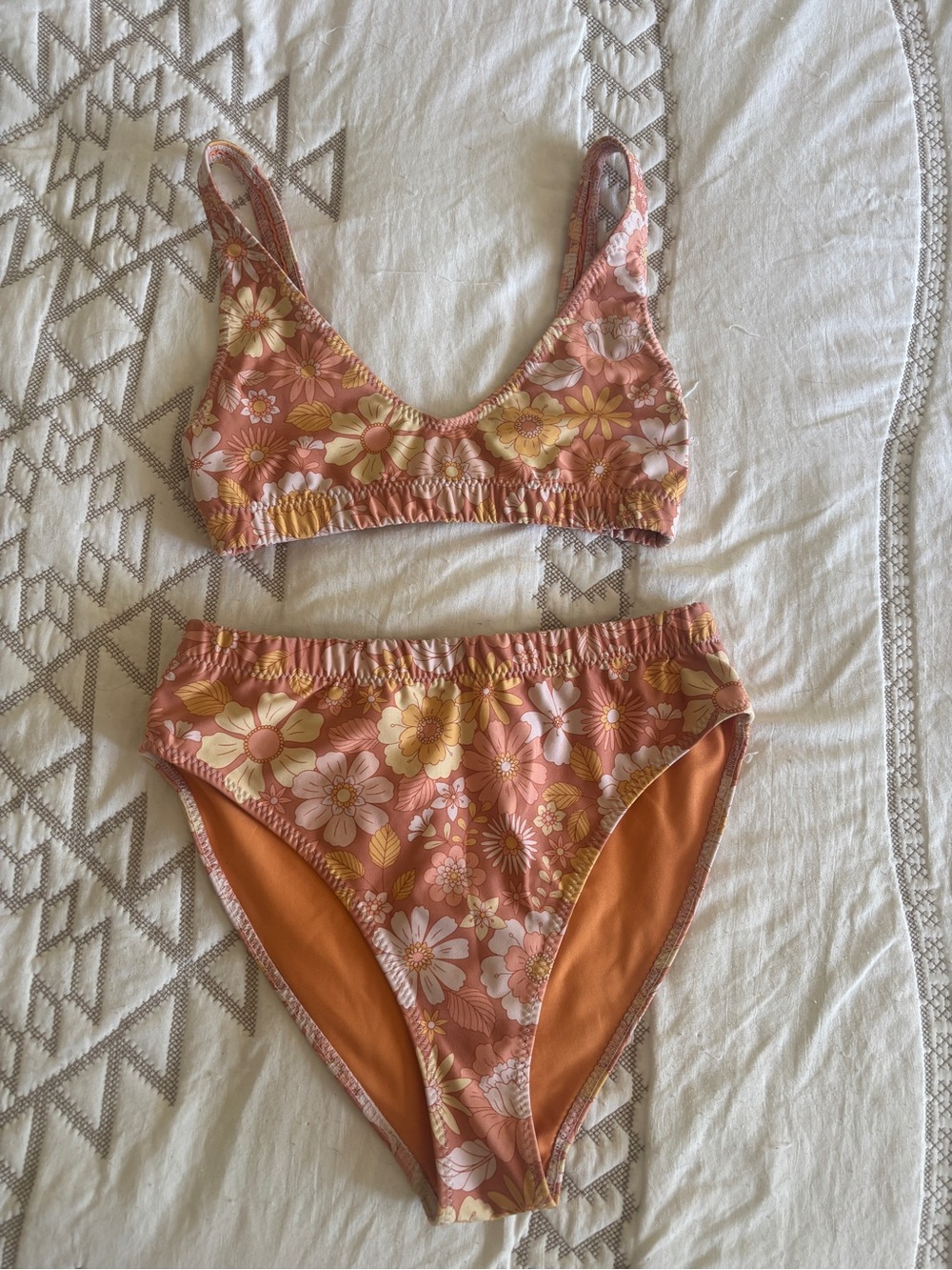 Flower Power Orange High Waisted Bikini